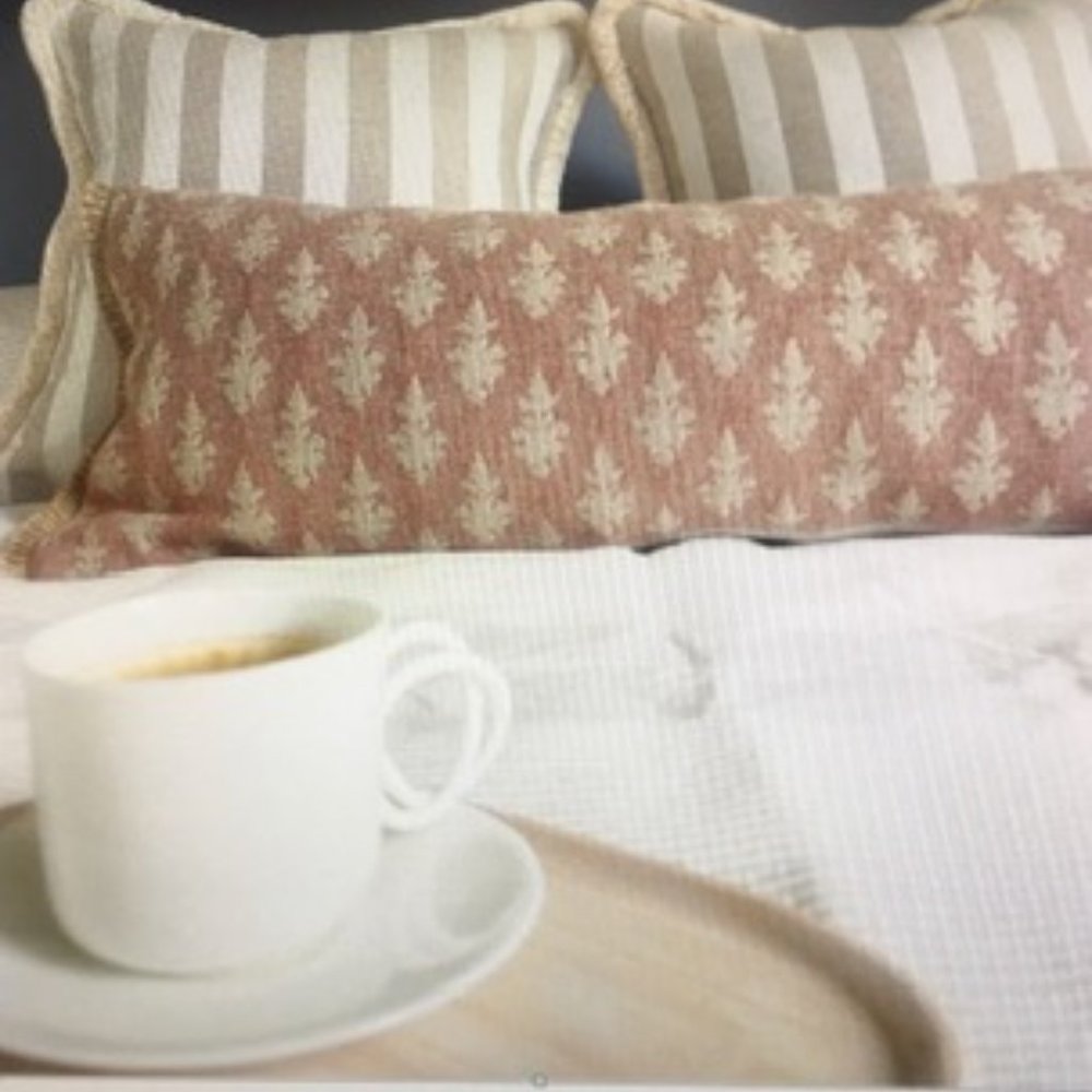 Large Lumbar Pillowcase 14x36 Red & Beige
